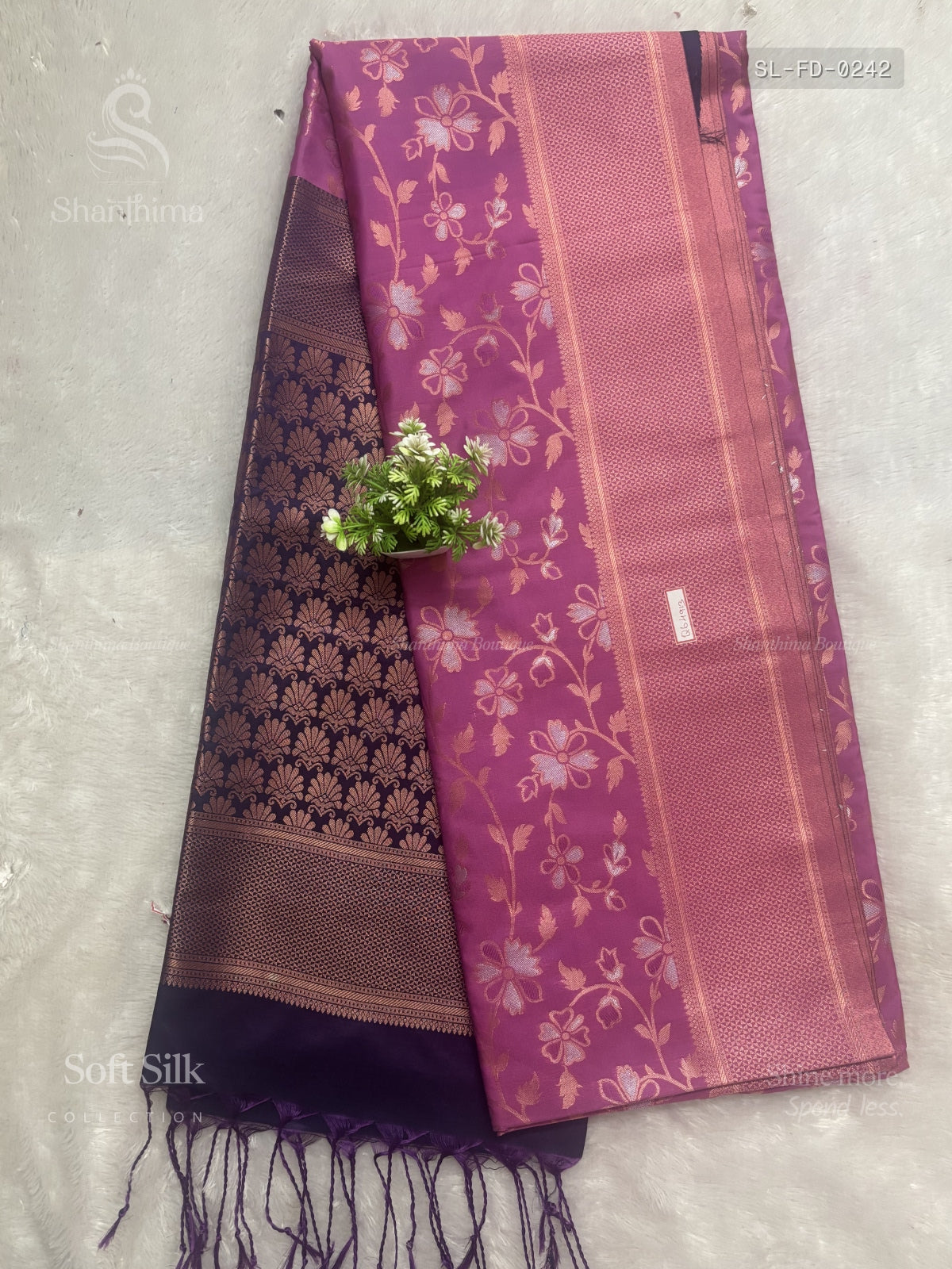 Soft Silk Flowers Diamond Stone Pink Dark Violet