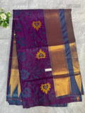 Soft Silk Flowers Stripes Violet Peacock Green