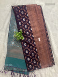 Soft Silk Flowers Stripes Dark Violet Peacock Green