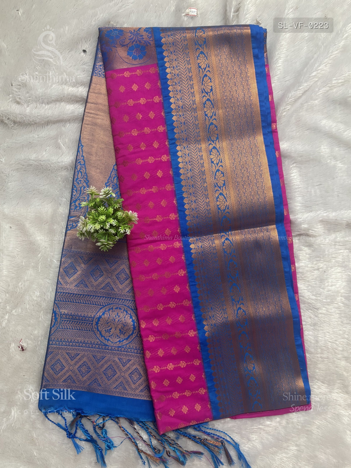 Soft Silk Vertical Stripes Flower Pink Sky Blue