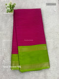 Semi Mysore Silk Horizontal Stripes Stripes Pink Green