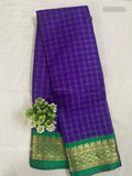 Soft Cotton Checks Peacock Motif Chakra Peacock Motif Violet Green