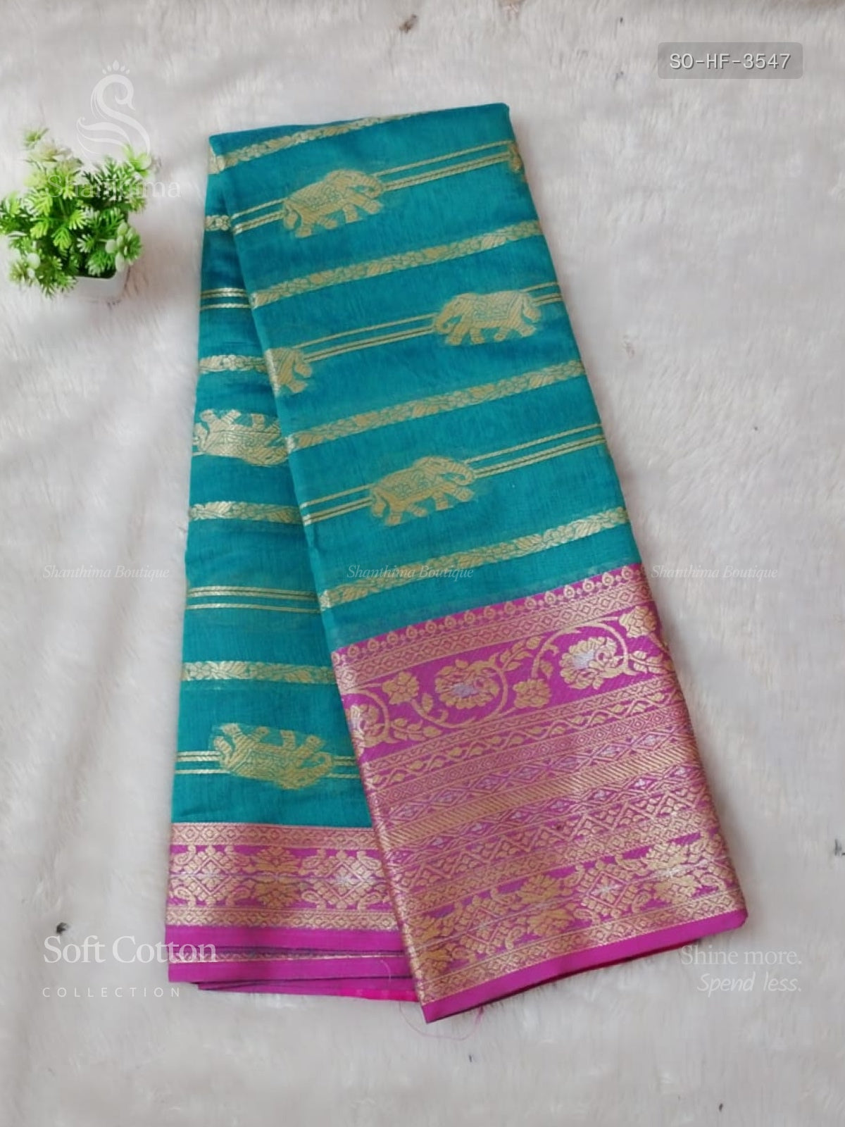 Soft Cotton Horizontal Stripes Flower Peacock Green Magenta