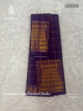 Sungudi Cotton Pavitra Checks Checks Gold Border Gopuram Violet Gold
