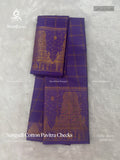 Sungudi Cotton Pavitra Checks Checks Gold Border Gopuram Light Violet Gold
