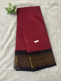 Sungudi Cotton Checks Peacock Red Wine