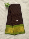 Sungudi Cotton Checks Peacock Brown Green