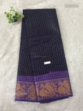 Sungudi Cotton Checks Peacock Navy Blue Lavender