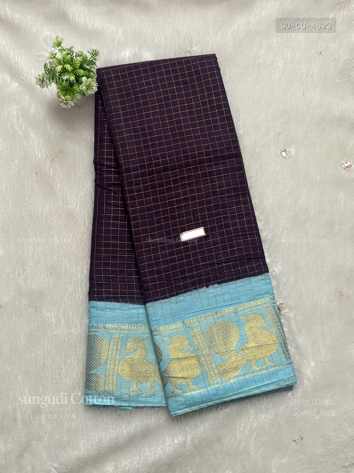 Sungudi Cotton Checks Peacock Stripes Wine Sky Blue