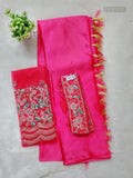 Satin Saree Plain Plain Border Pink Pink
