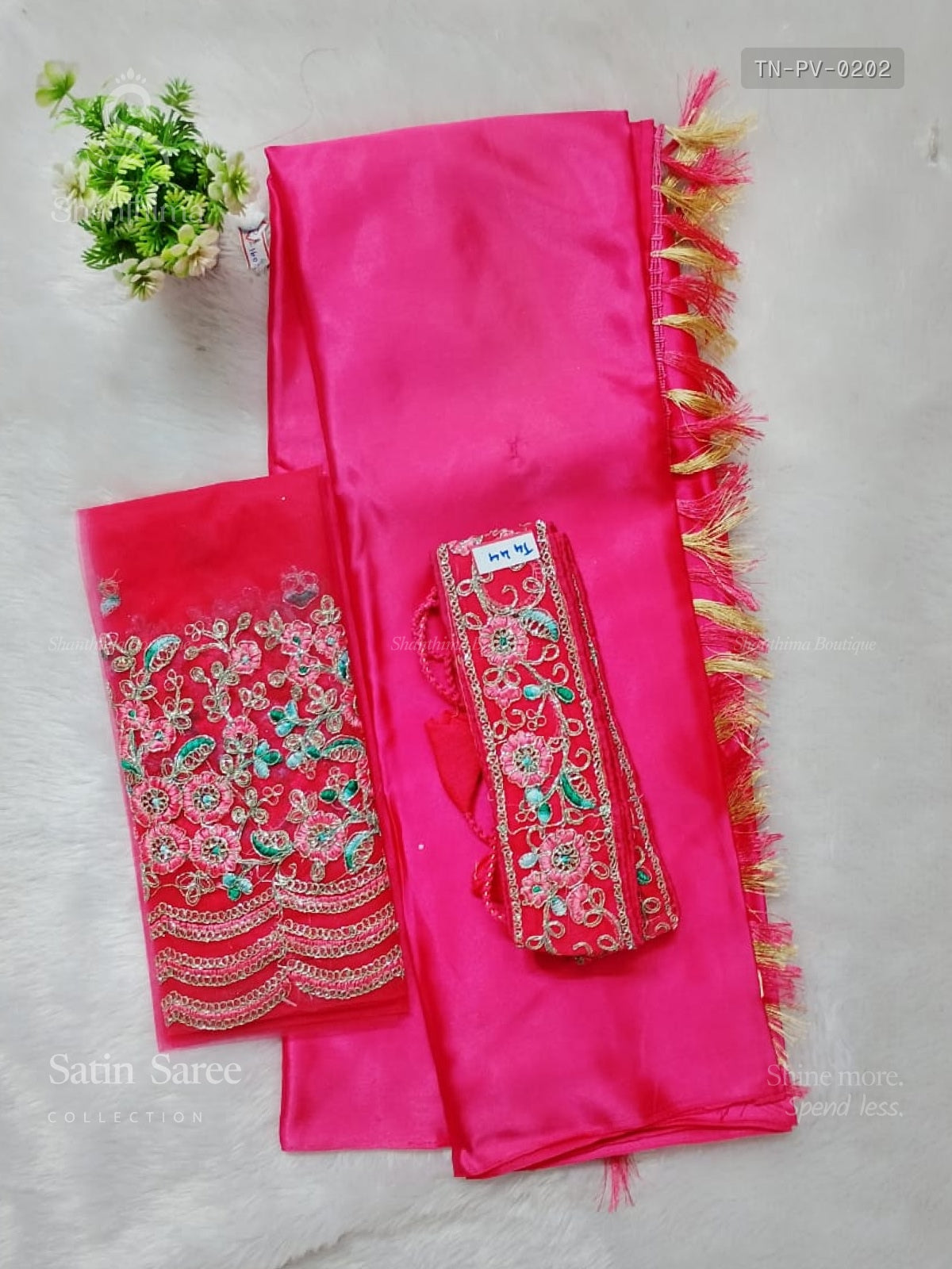 Satin Saree Plain Plain Border Pink Pink