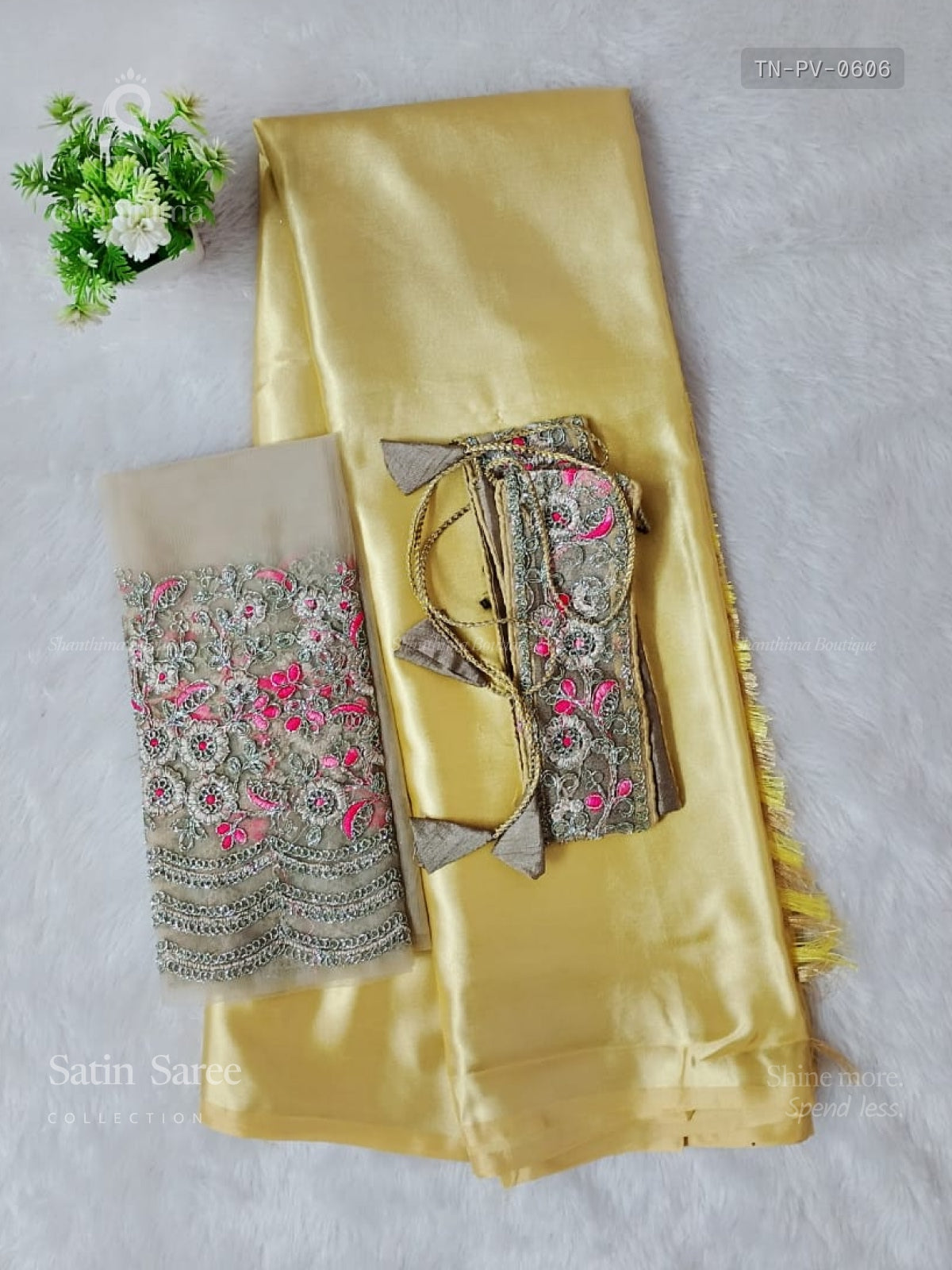 Satin Saree Plain Plain Border Sandal Sandal