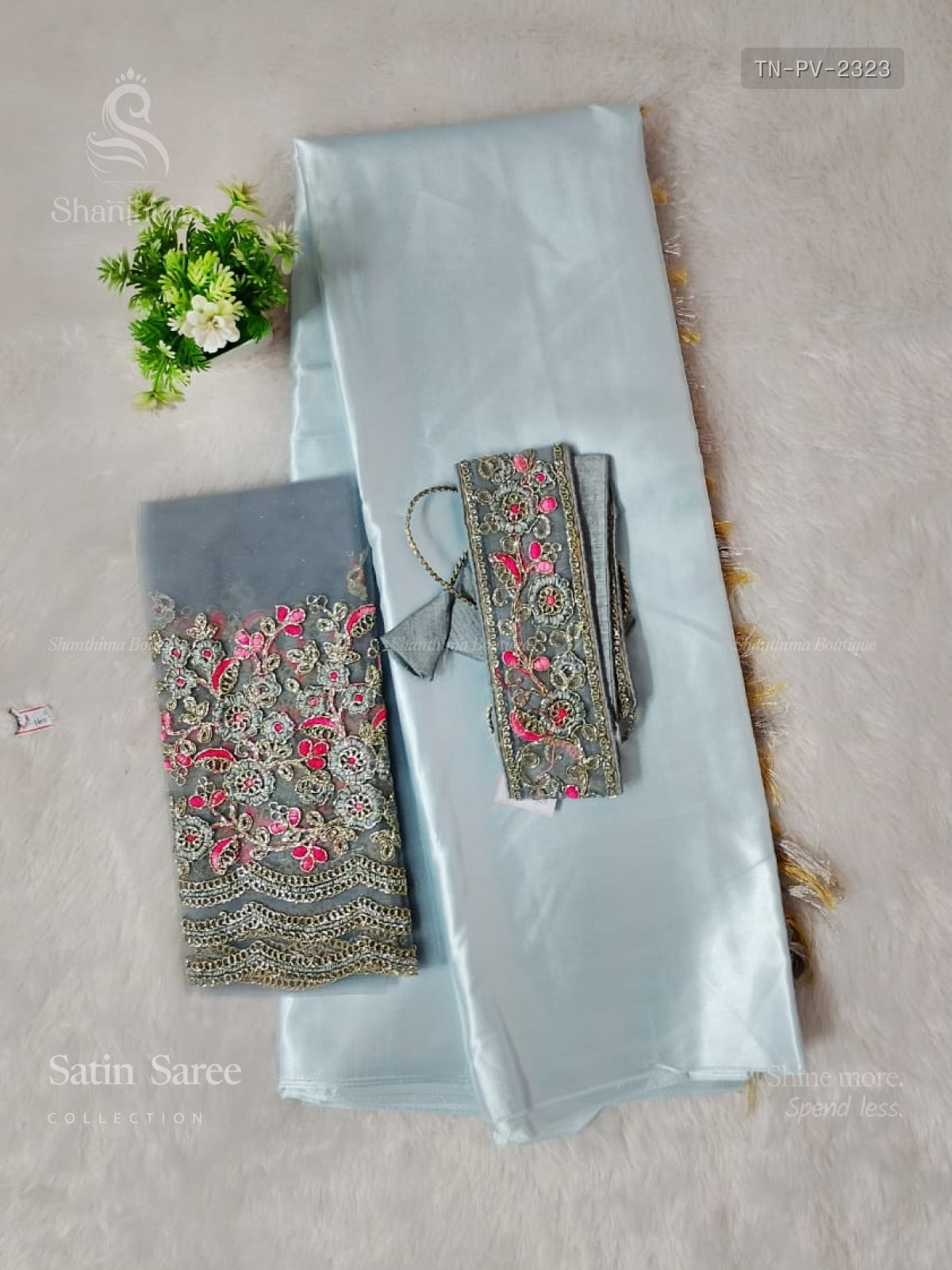 Satin Saree Plain Plain Border Sky Blue Sky Blue