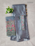 Satin Saree Plain Plain Border Gray Gray