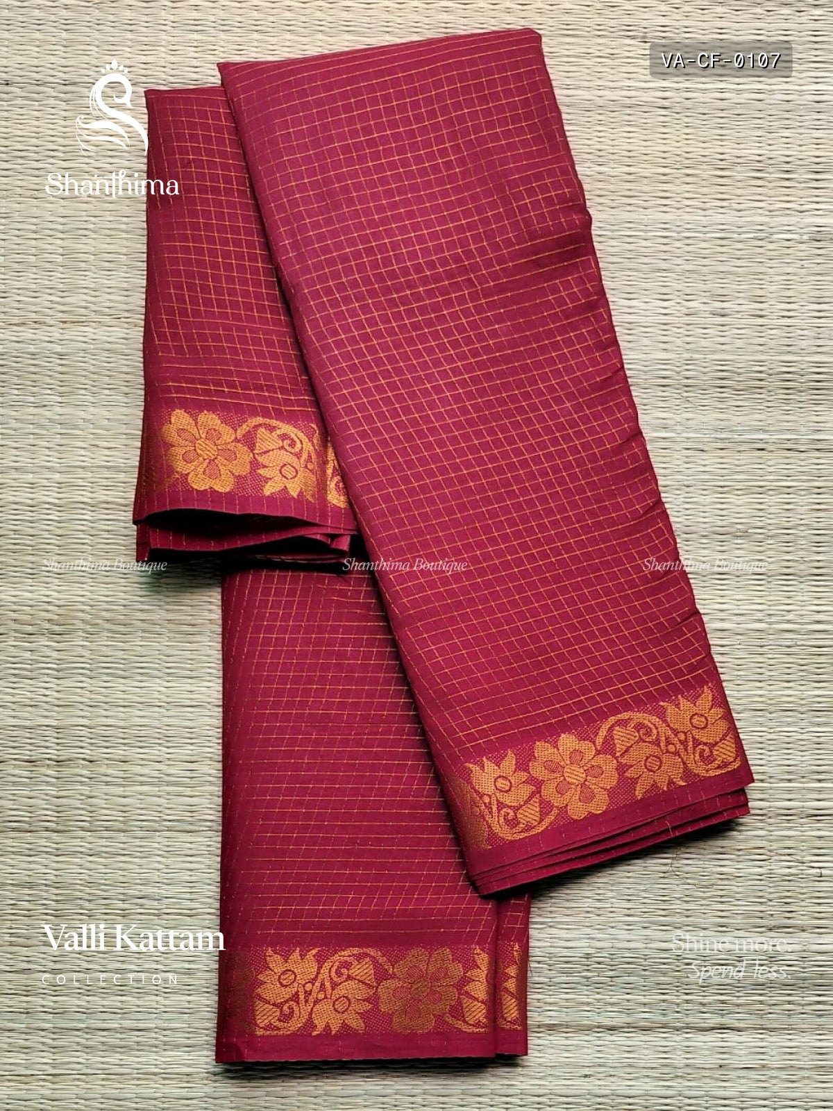 Valli Kattam Checks Flower Red Gold