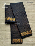 Valli Kattam Checks Flower Black Gold
