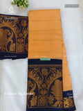 Veldhari Big Border Horizontal Stripes Flower Cream Navy Blue