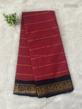 Veldhari Small Border Horizontal Stripes Peacock Flower Red Black