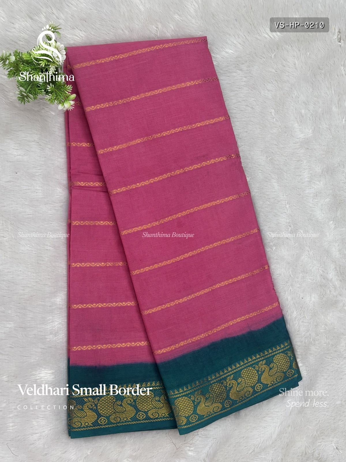 Veldhari Small Border Horizontal Stripes Peacock Pink Green