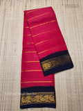 Veldhari Small Border Horizontal Stripes Peacock Pink Navy Blue