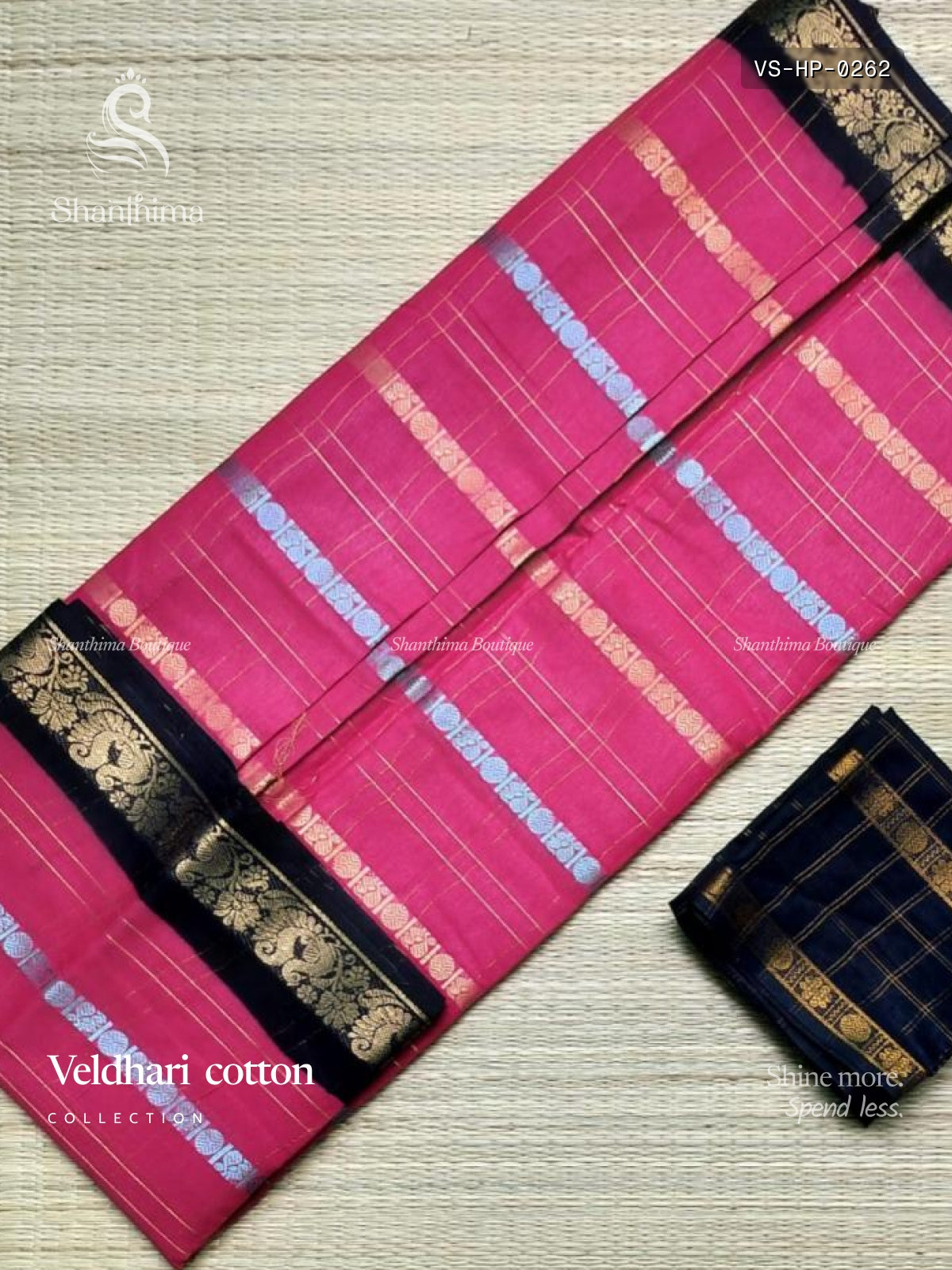 Veldhari Small Border Horizontal Stripes Peacock Pink Dark Navy Blue