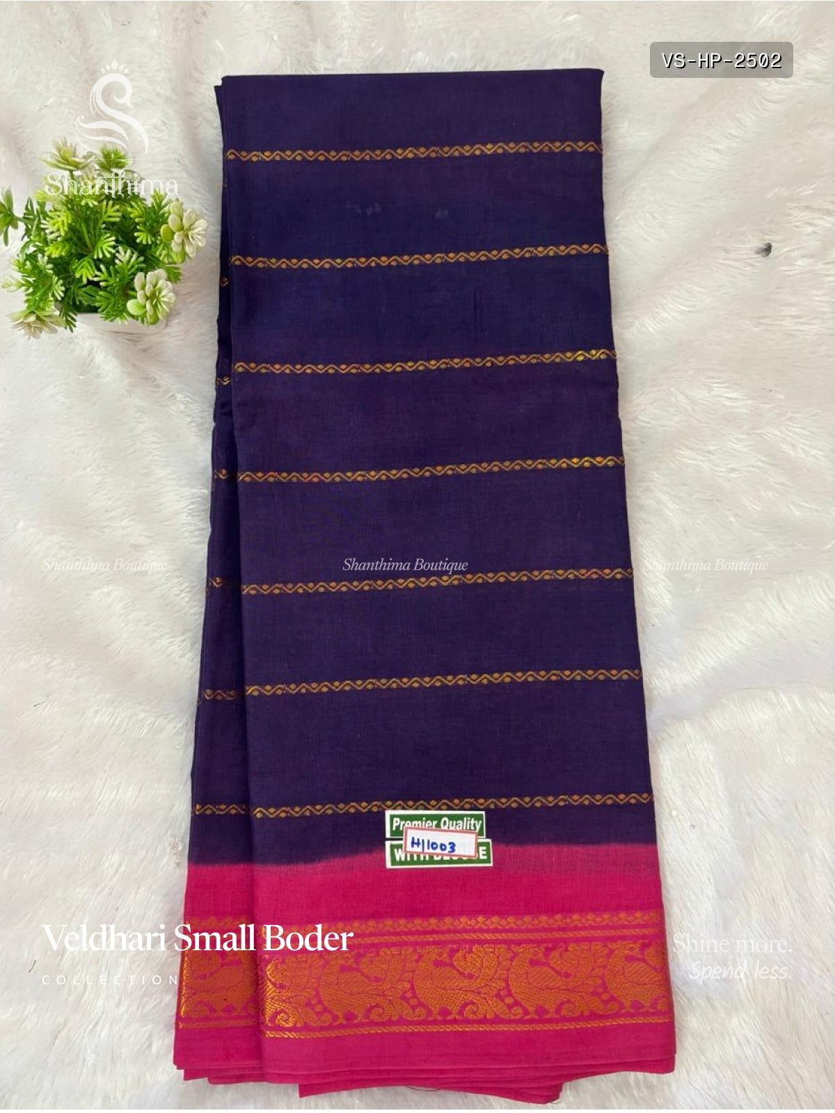 Veldhari Small Border Horizontal Stripes Peacock Navy Blue Pink