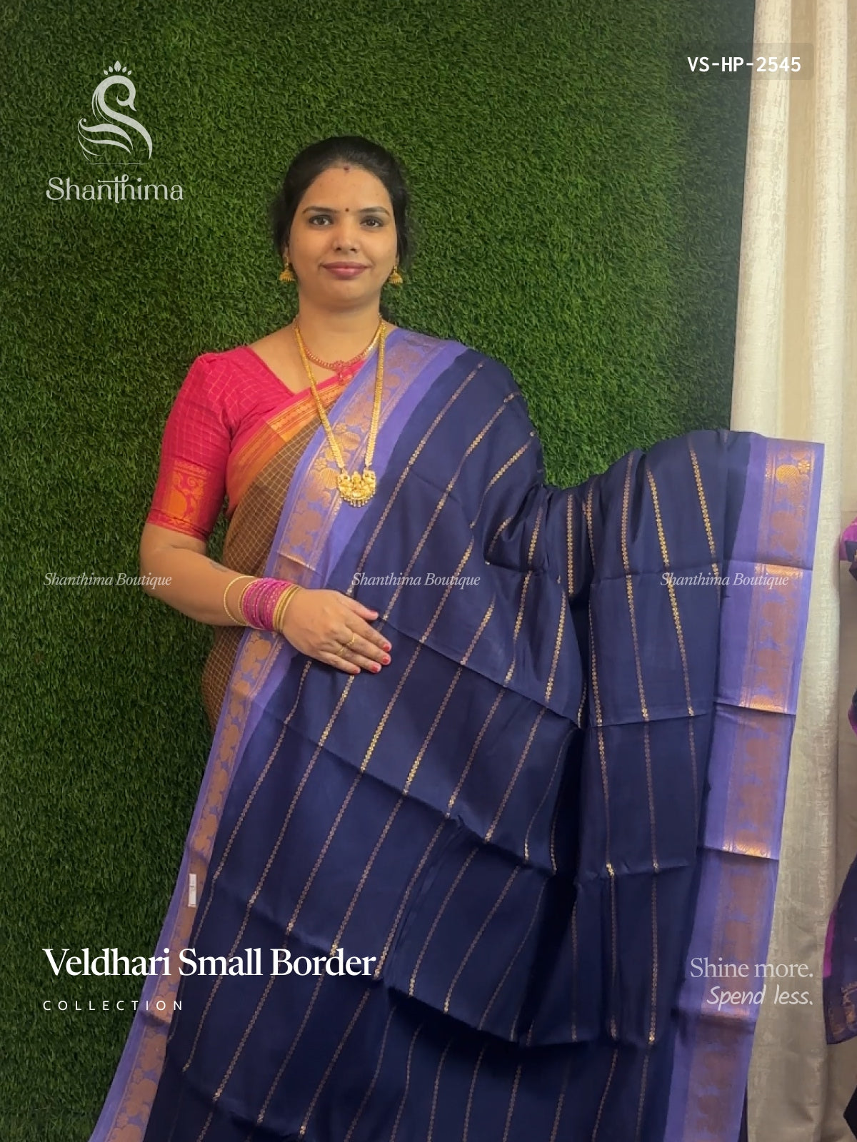 Veldhari Small Border Horizontal Stripes Peacock Navy Blue Lavender