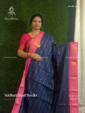 Veldhari Small Border Horizontal Stripes Peacock Navy Blue Baby Pink