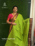 Veldhari Small Border Horizontal Stripes Peacock Parrot Green Brown