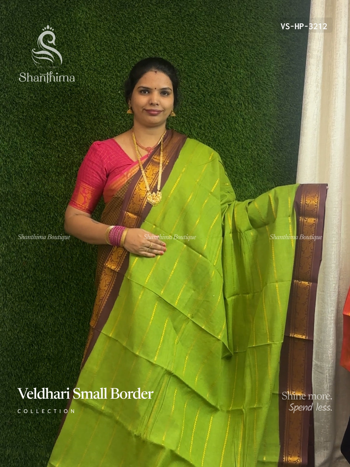 Veldhari Small Border Horizontal Stripes Peacock Parrot Green Brown