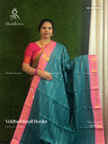 Veldhari Small Border Horizontal Stripes Peacock Parrot Green Baby Pink