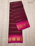 Veldhari Small Border Horizontal Stripes Peacock Maroon Pink
