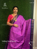 Veldhari Small Border Horizontal Stripes Peacock Magenta Navy Blue