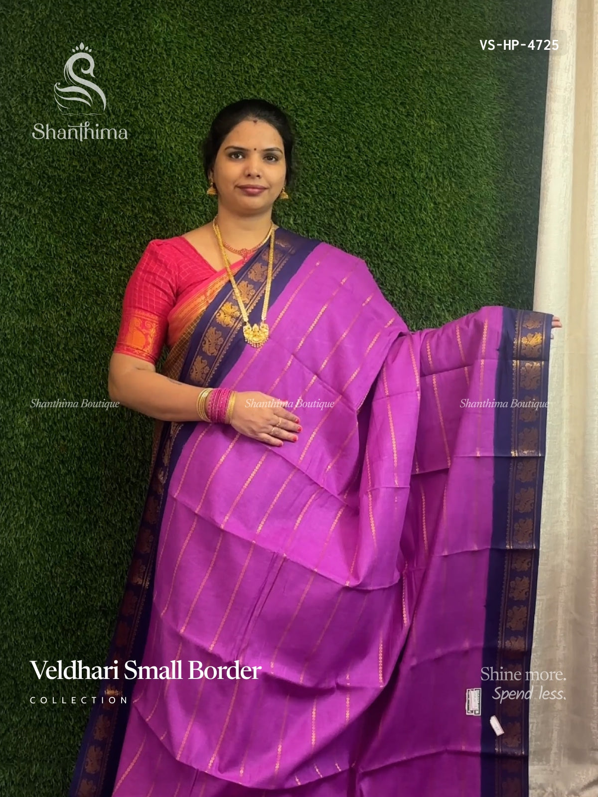 Veldhari Small Border Horizontal Stripes Peacock Magenta Navy Blue